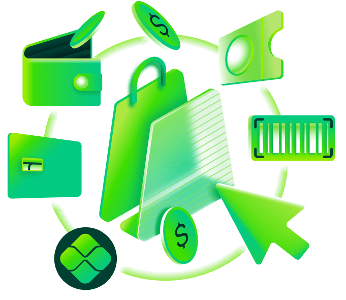 Informações de pagamento e sacola do e-commerce